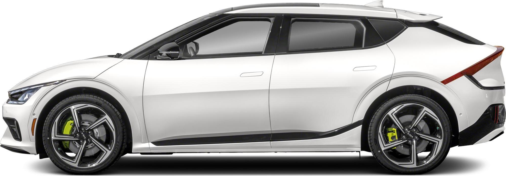Electric crossover SUV side profile with flush door handles and distinctive alloy wheels