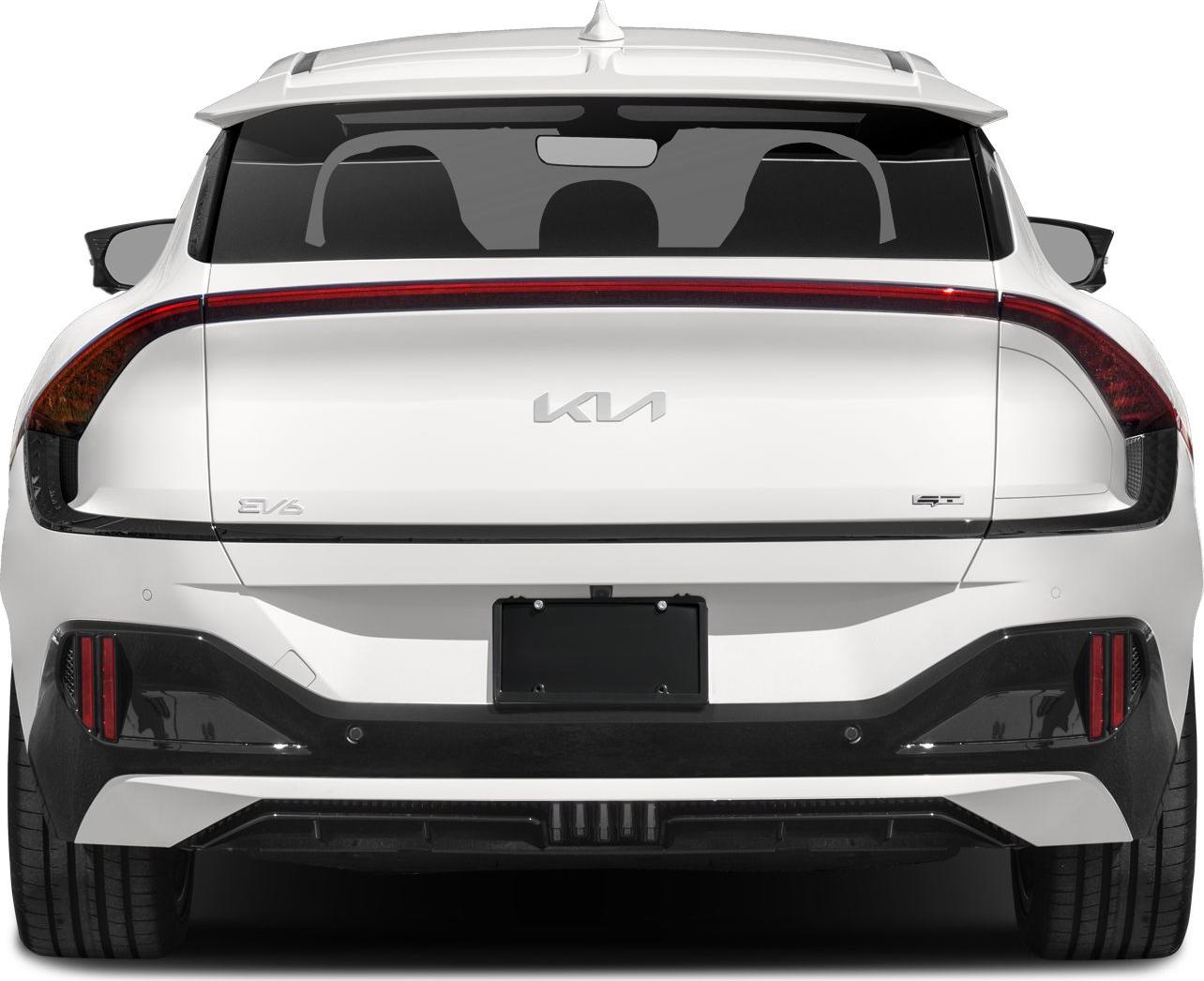 Rear view with continuous LED tail light strip and sleek white design