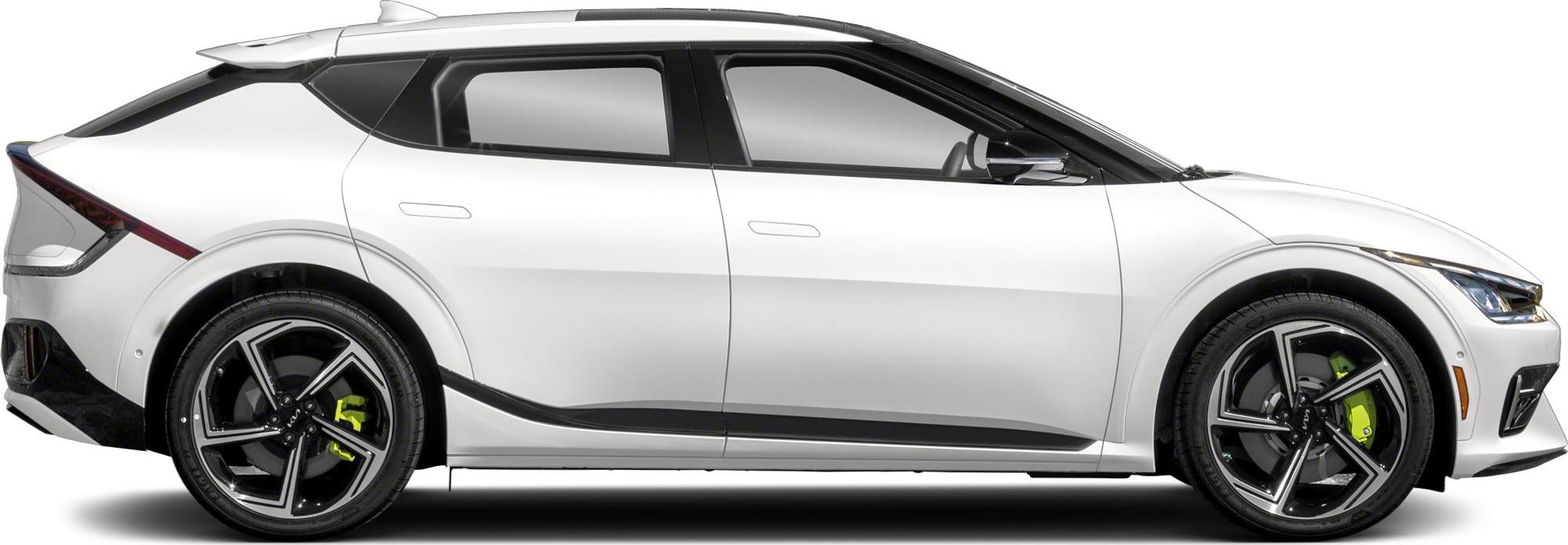 Sleek aerodynamic profile with bold wheels and neon brake calipers