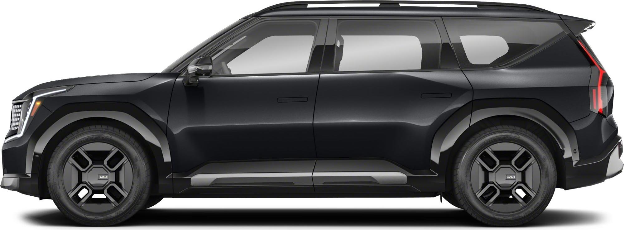Side profile of modern SUV with distinctive geometric wheels and LED tail lights