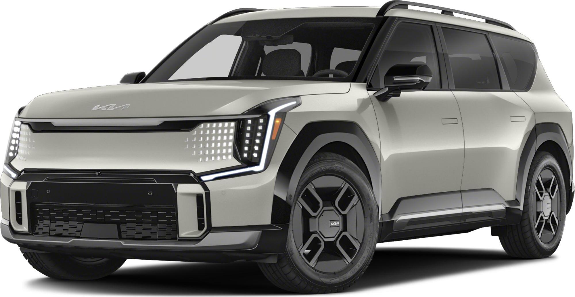Front side view of a modern SUV with distinct LED headlights and angular design.