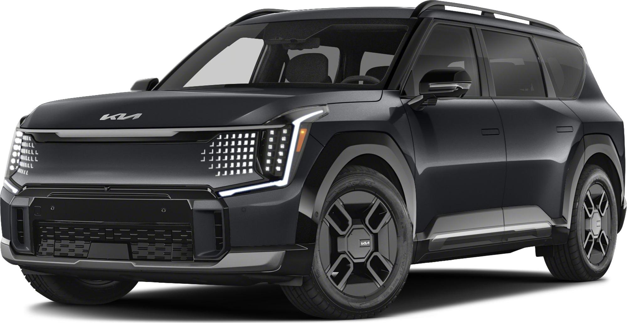 Black electric SUV with LED matrix headlights and modern wheel rims