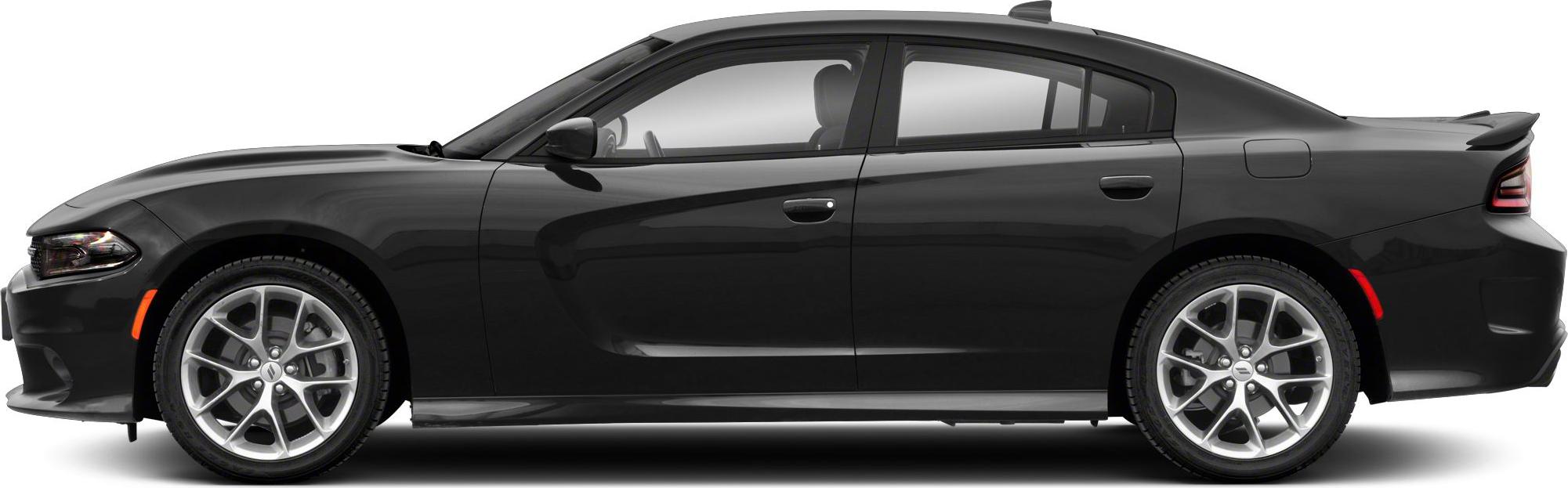 Sporty sedan side profile with alloy wheels in black