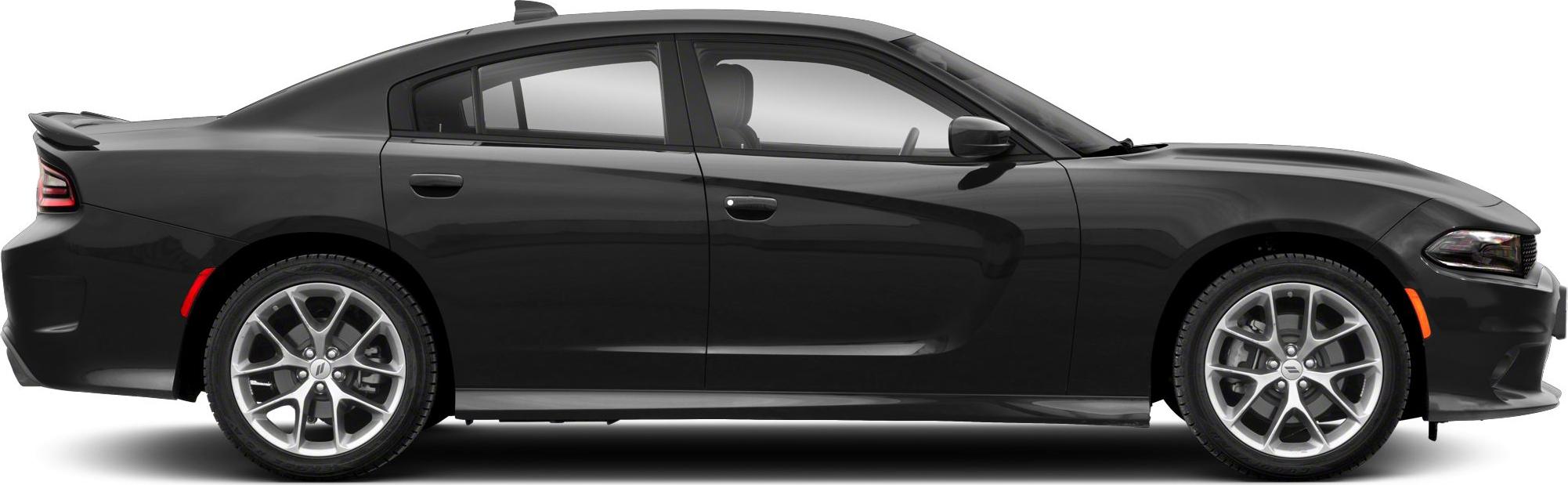 Side profile of a black four-door sedan with alloy wheels