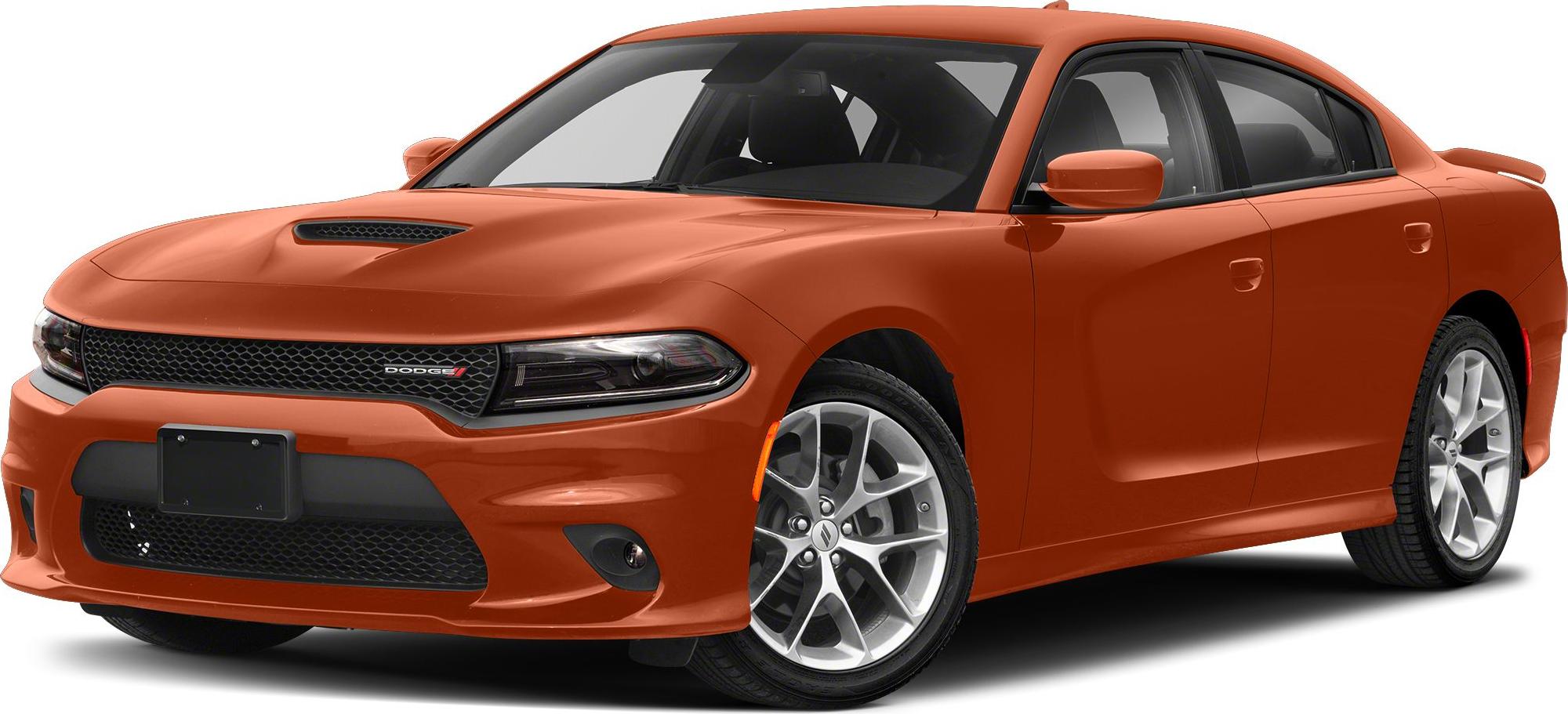 Front-side view of sedan with hood scoop and alloy wheels