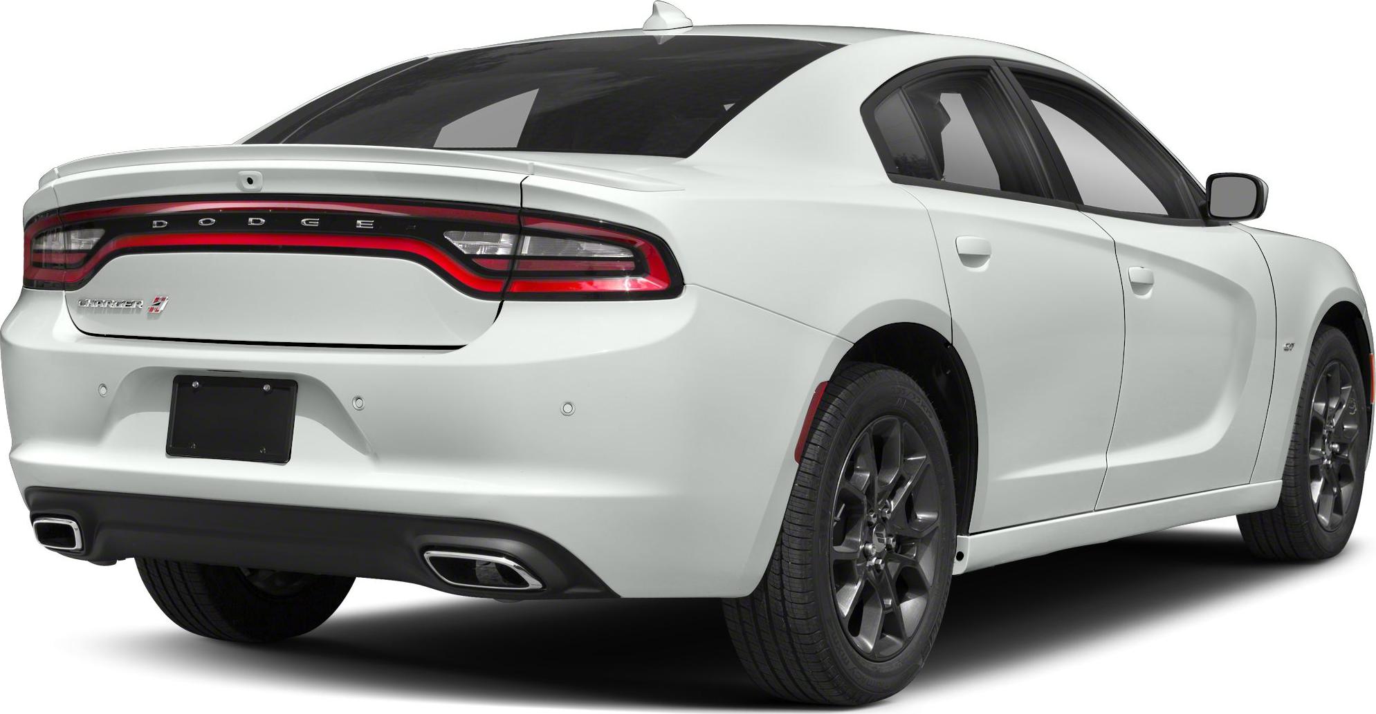 Modern sedan rear with full-width LED tail light and dual exhaust