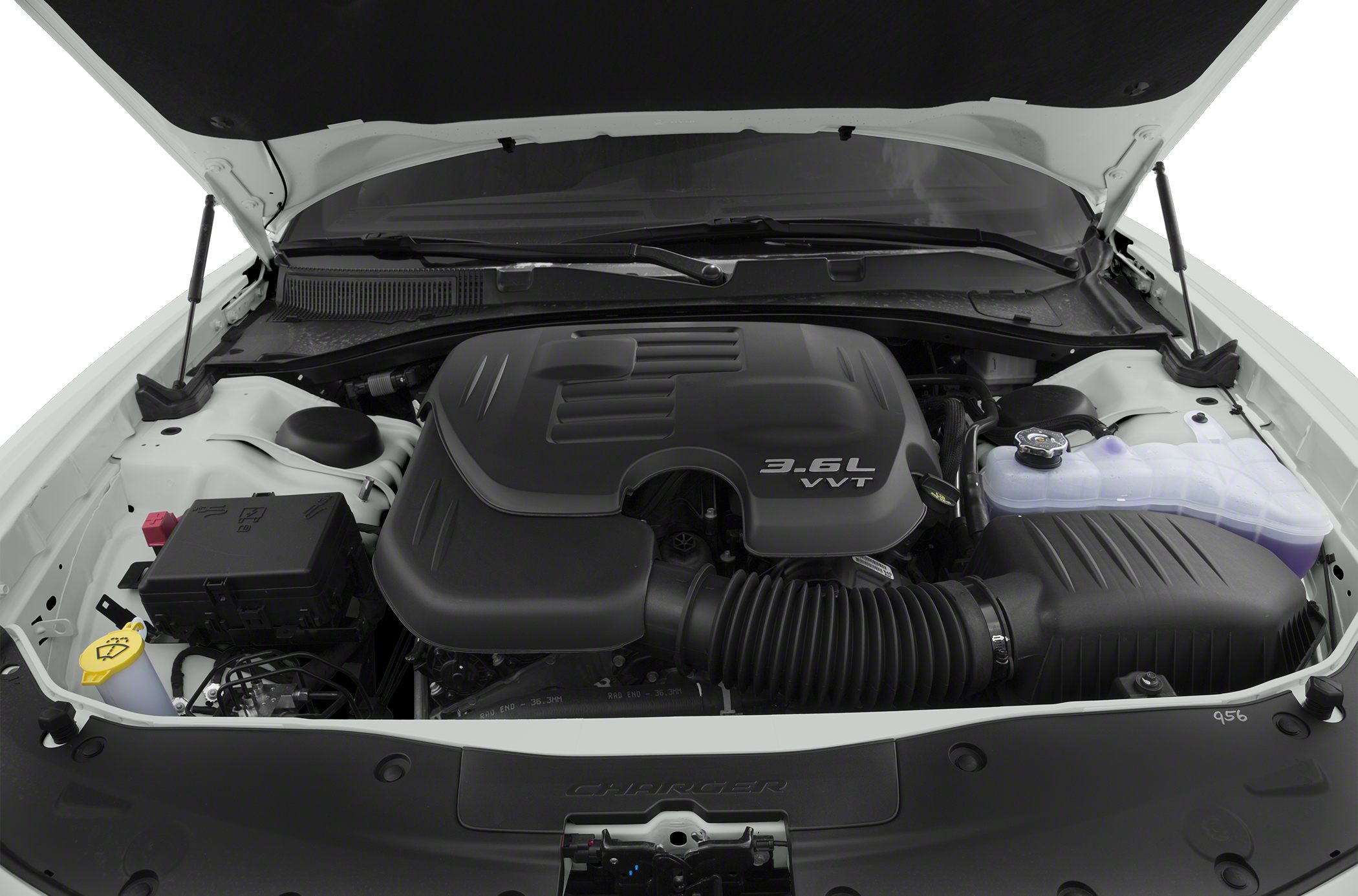 3.6L VVT engine with a detailed engine cover and compartment