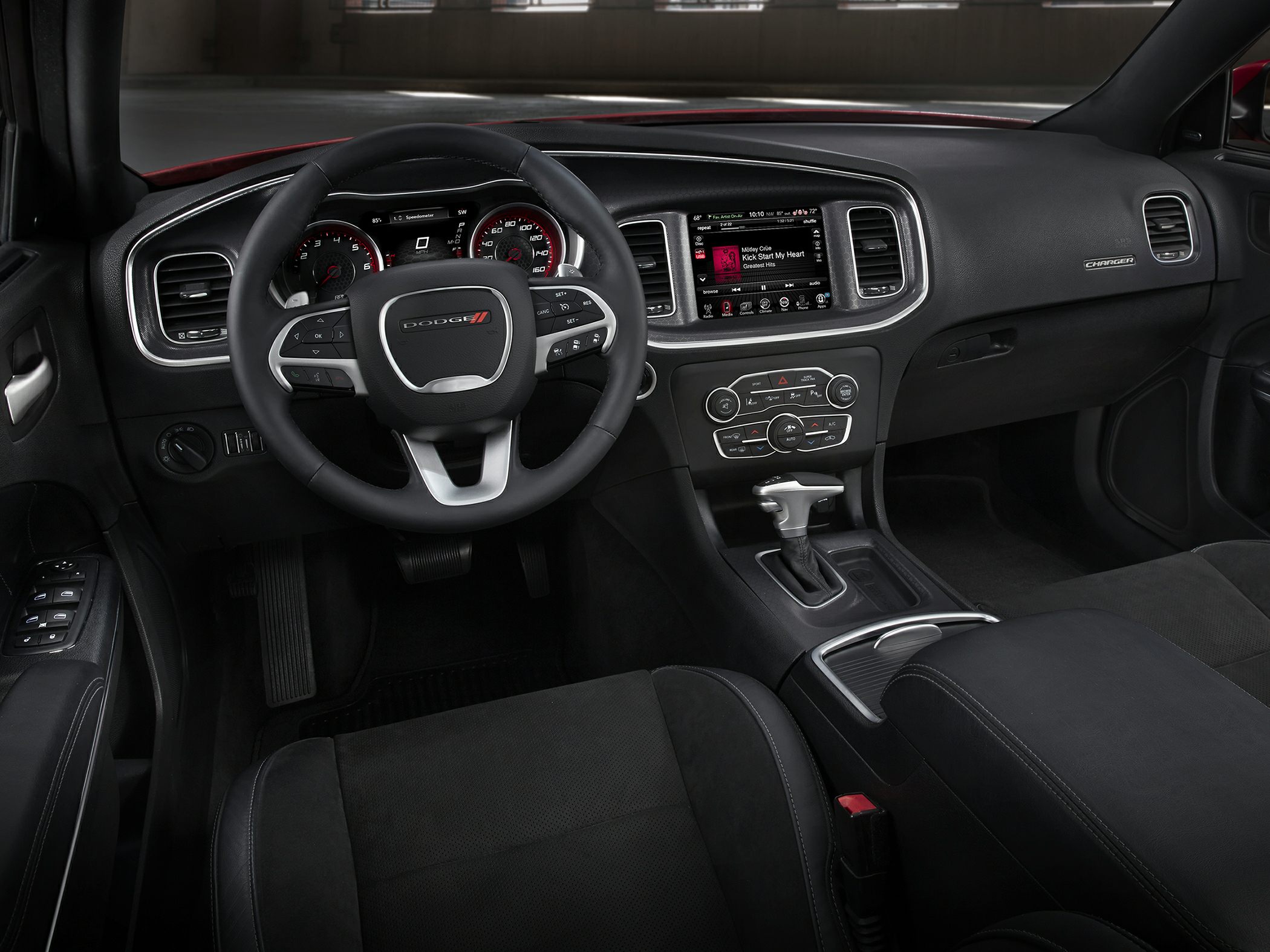 Modern interior with digital dashboard and multifunction steering wheel