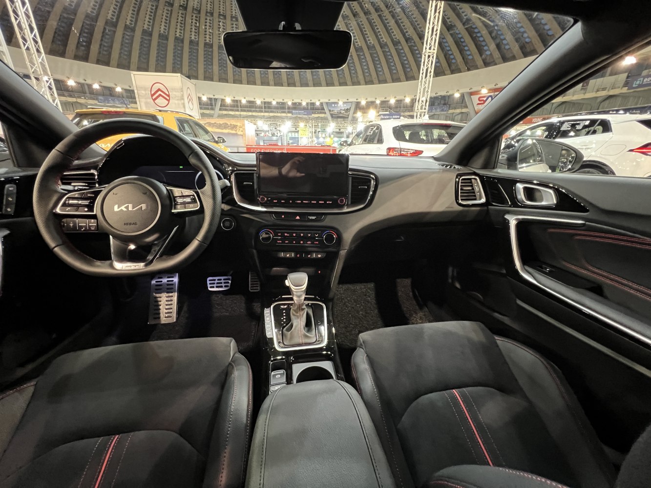 Digital dashboard with touchscreen and sporty seats