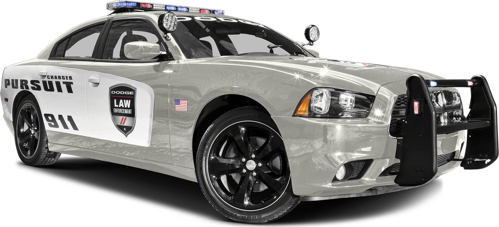 Police pursuit Dodge Charger with emergency lights and push bumper