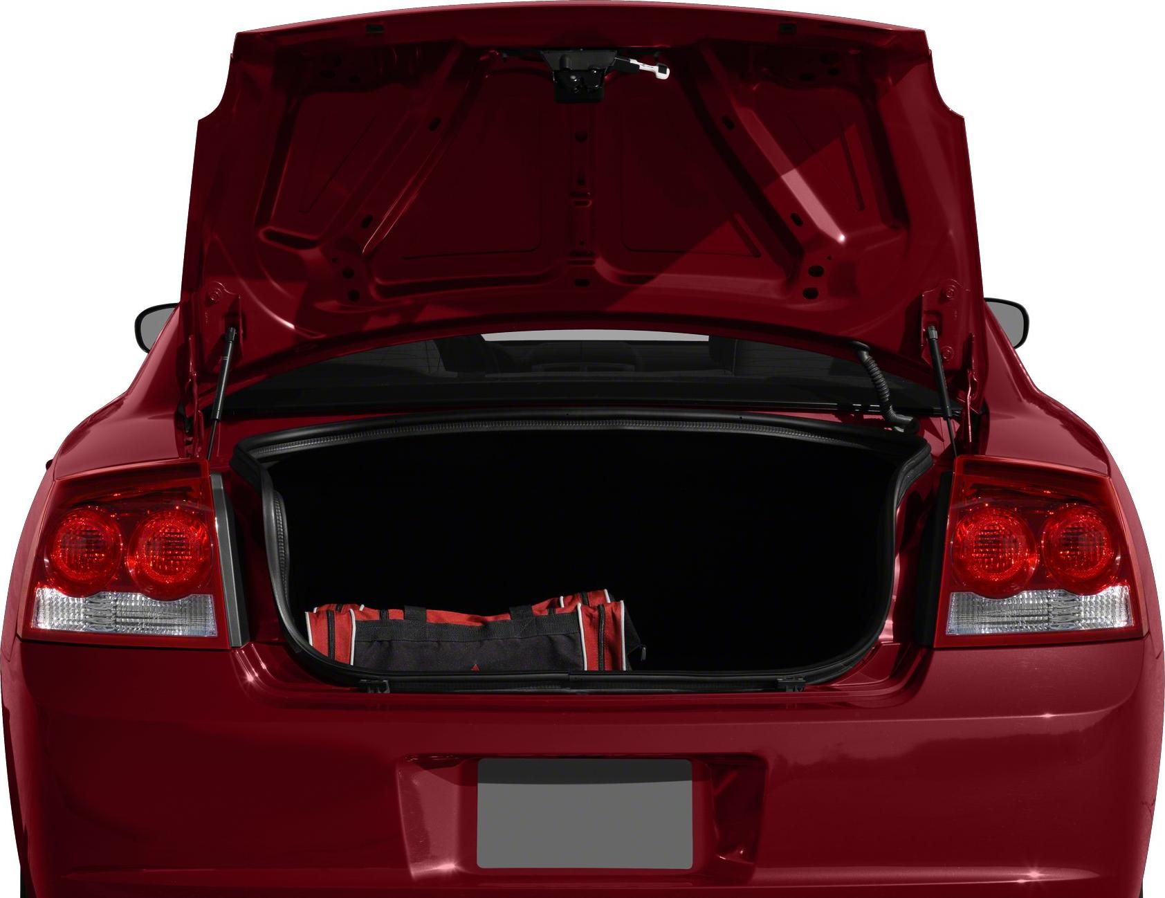 Open trunk with cargo bag and rear red taillights