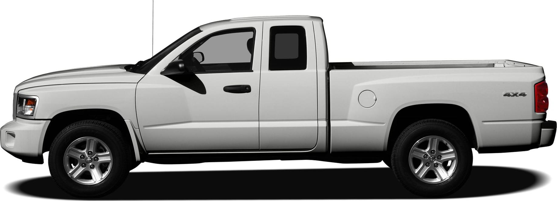 Extended cab pickup truck side profile with 4x4 badge and pickup bed.