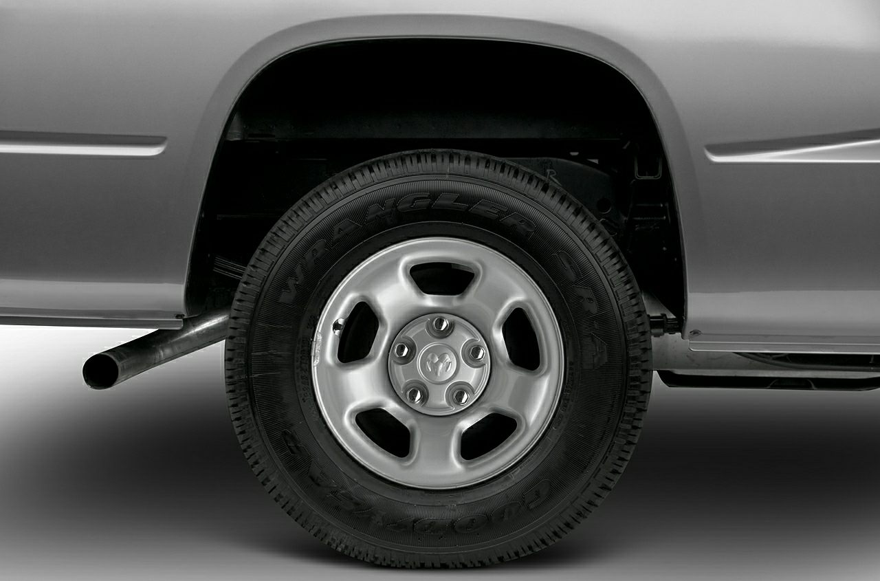 Close-up of truck wheel and Goodyear Wrangler SR-A tire