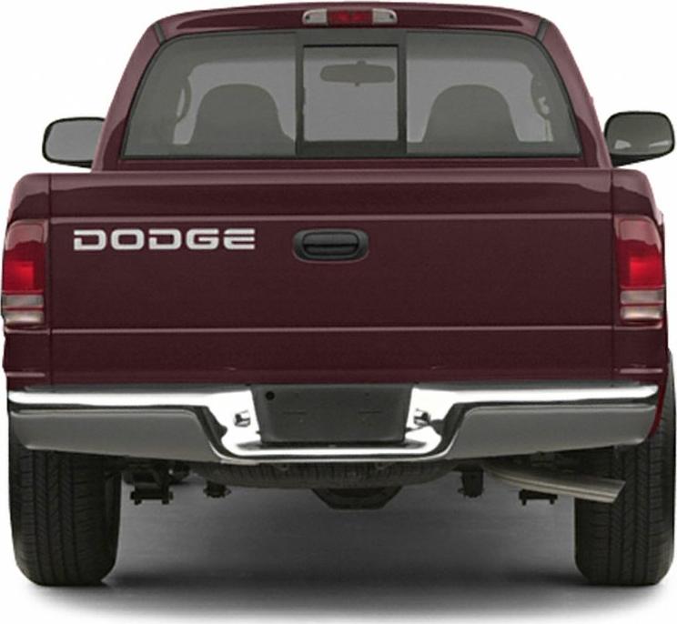 Pickup truck rear view with tailgate and chrome bumper