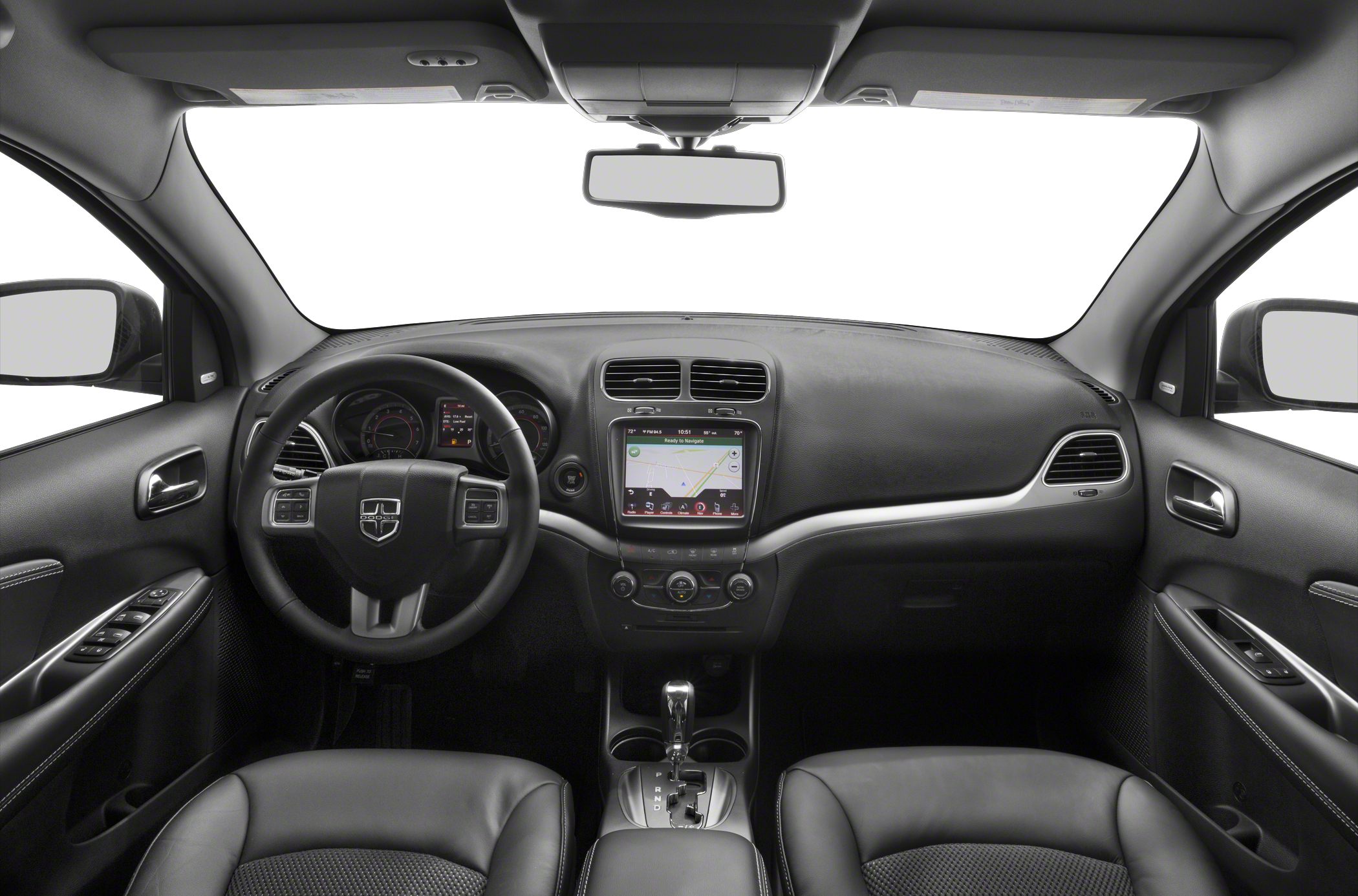 Car interior showcasing touchscreen navigation and ergonomic dashboard design