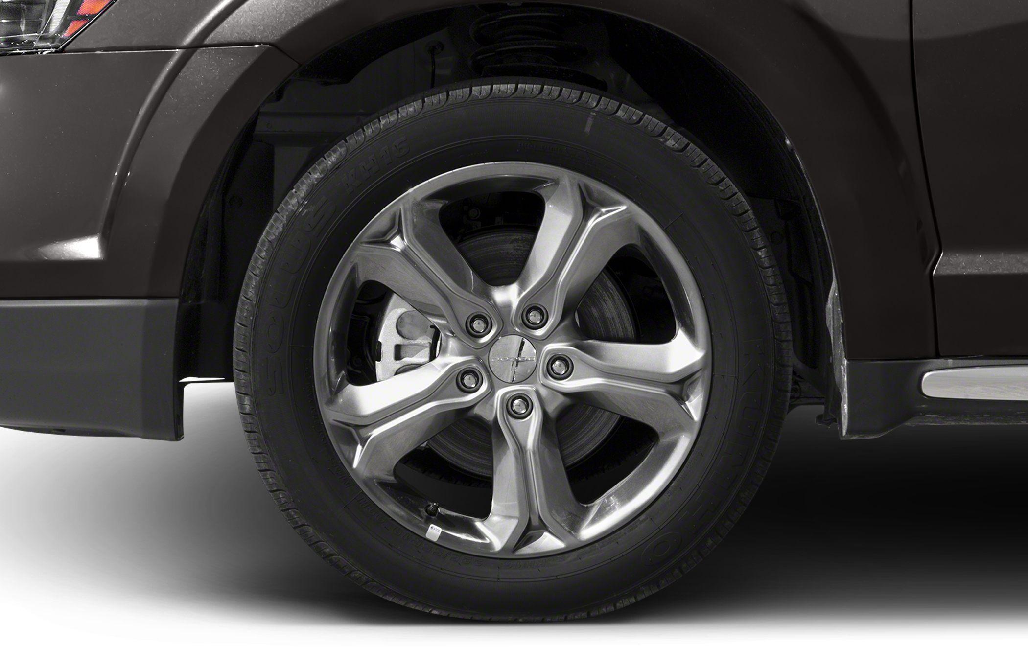 Close-up of alloy wheel and tire on SUV