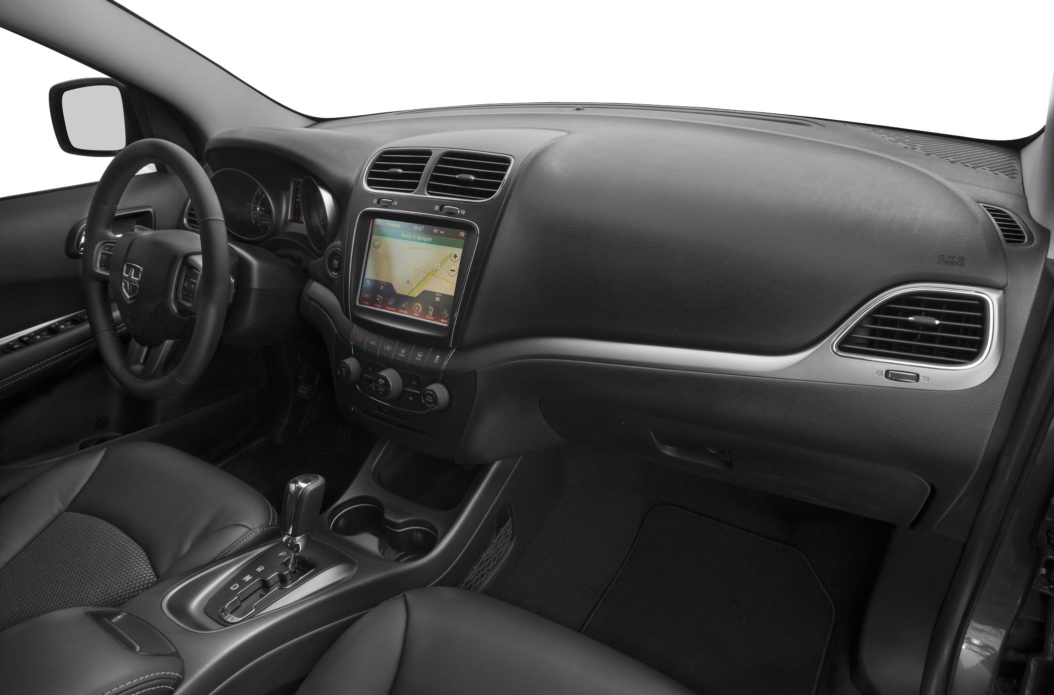 Dashboard with touchscreen GPS navigation and gear shift