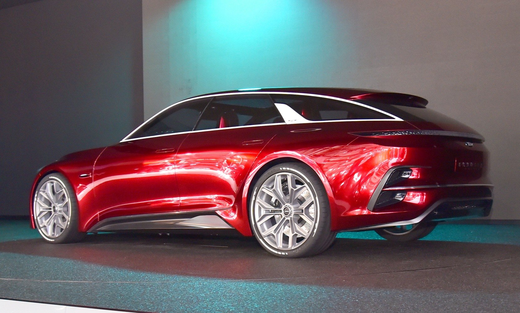 Sleek sporty hatchback with large alloy wheels and dynamic body lines