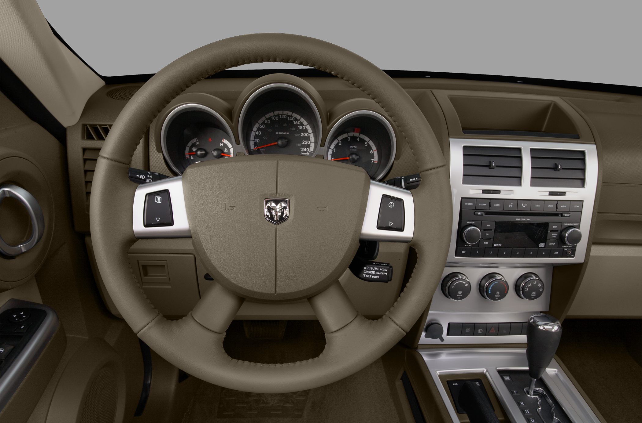 Dashboard with instrument cluster and multifunction steering wheel