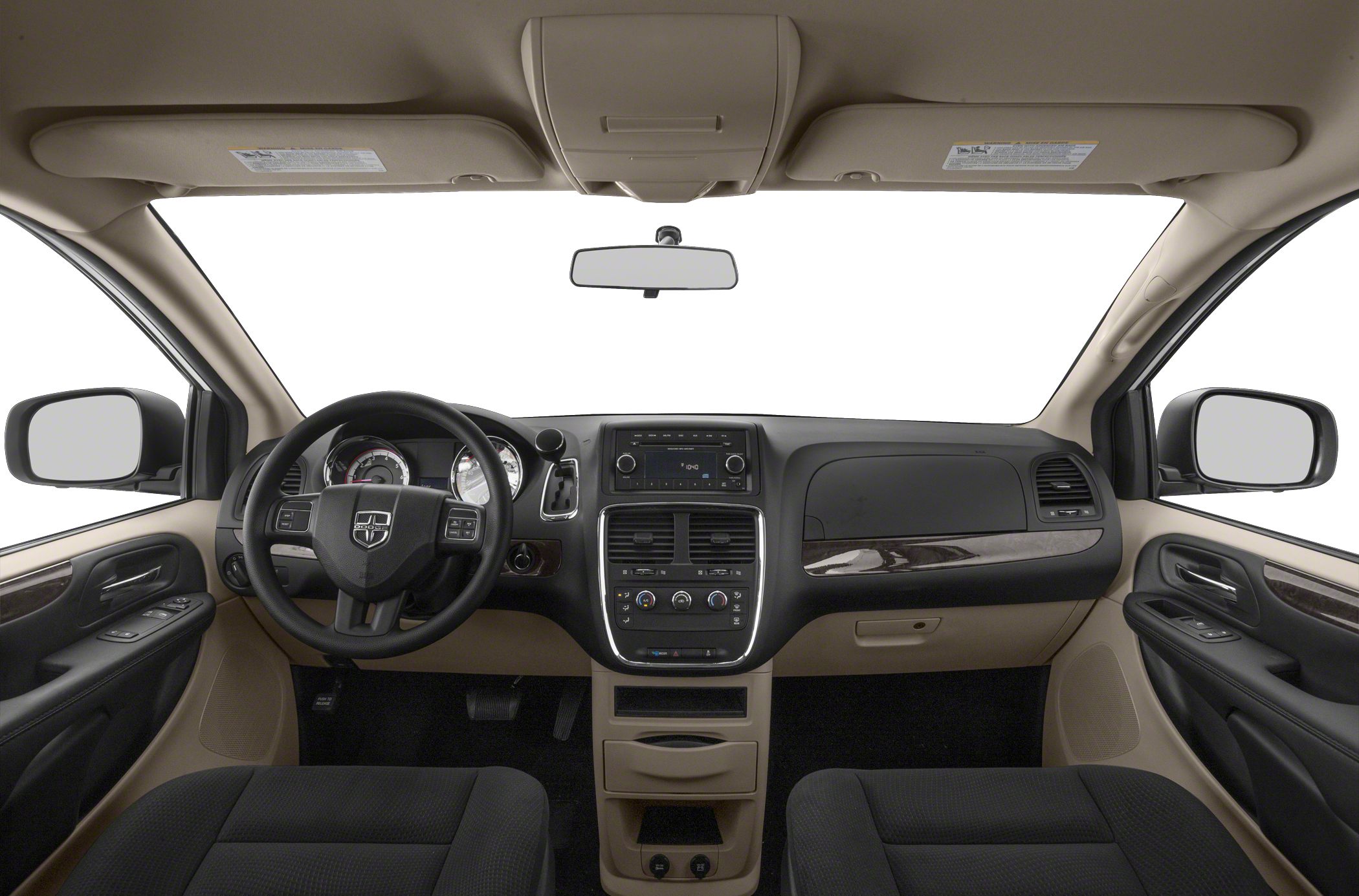 Dashboard and steering wheel with control panel and air vents