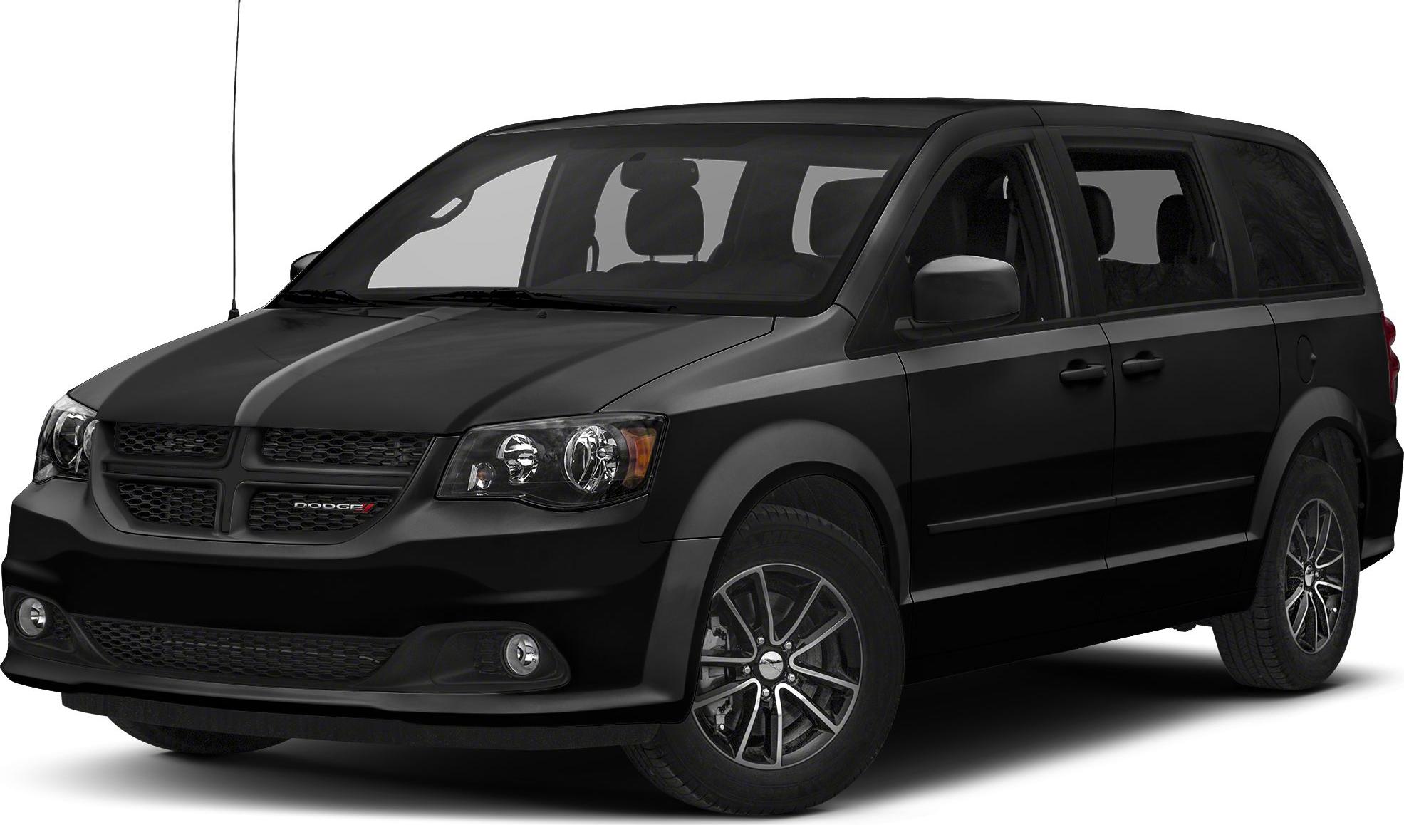 Side-front view of black minivan with distinctive headlights and alloy wheels