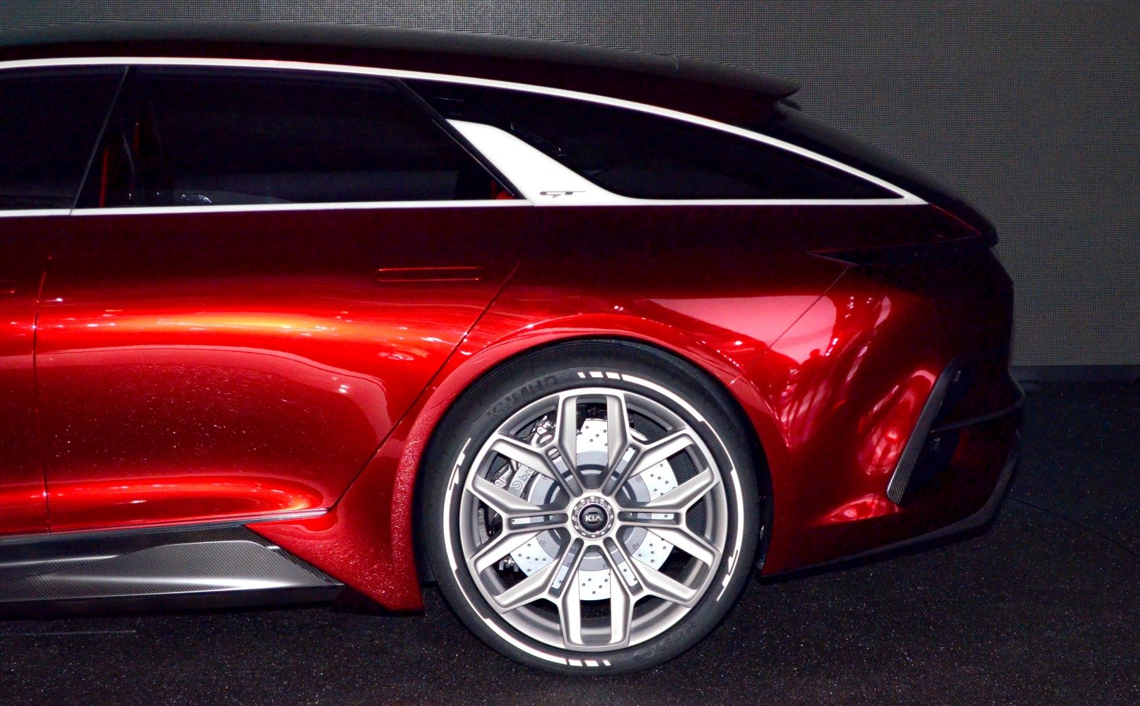 Rear wheel with alloy rim and sleek side design in red