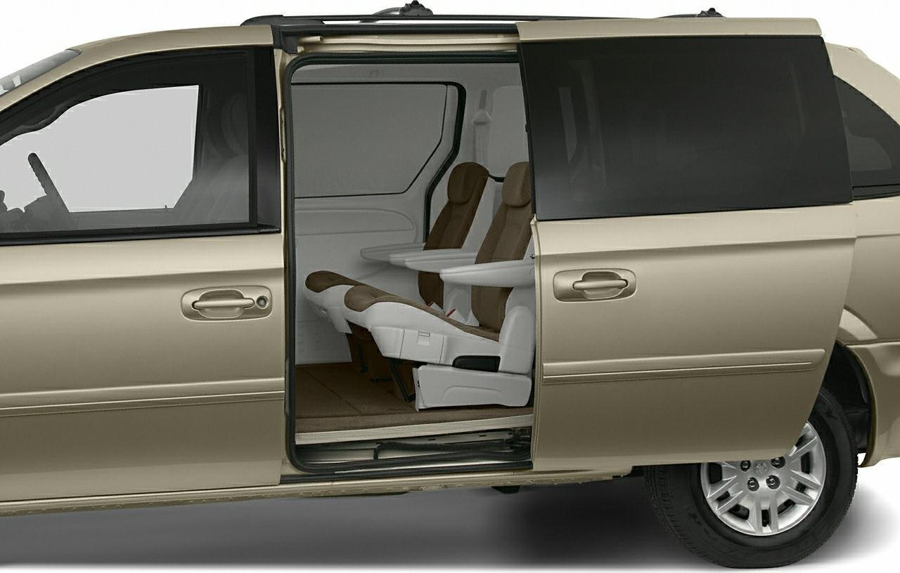 Sliding door open with view of middle-row seats in minivan
