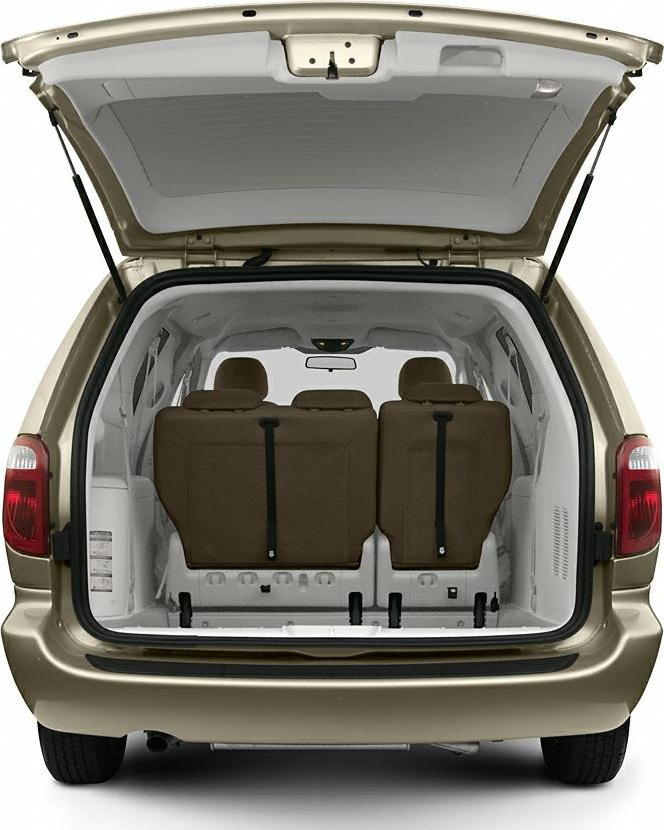 Open rear hatch with visible seating inside minivan