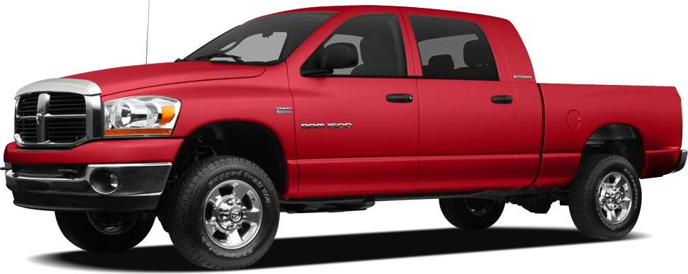 Red Dodge-style crew cab pickup with extended bed and chrome accents