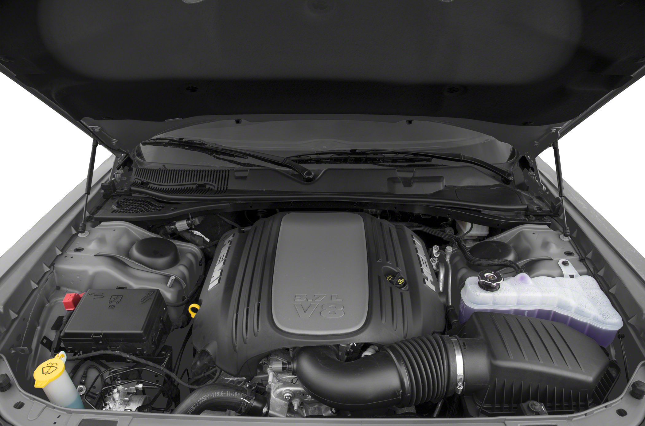 5.7L V8 HEMI engine with intake and fluid reservoirs