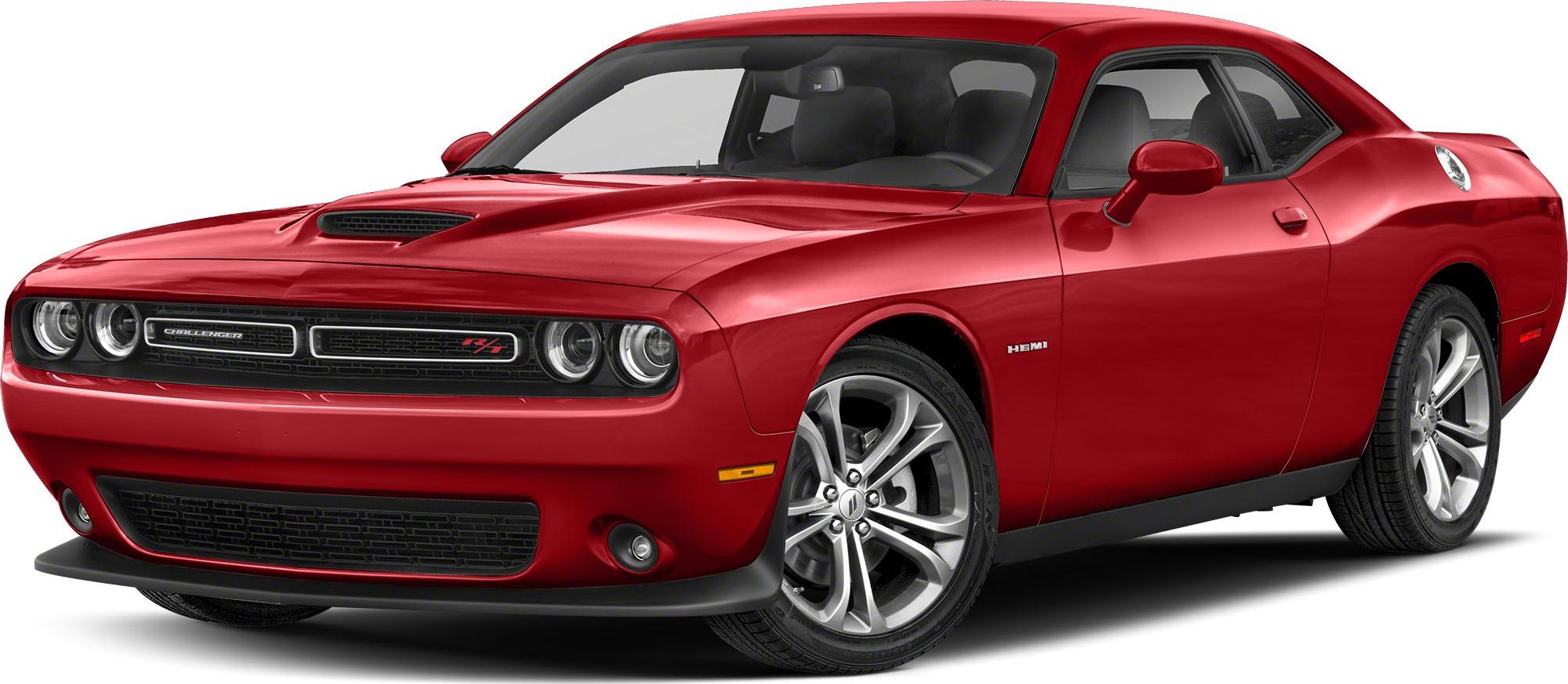 Muscle coupe front view with quad headlights and hood scoop