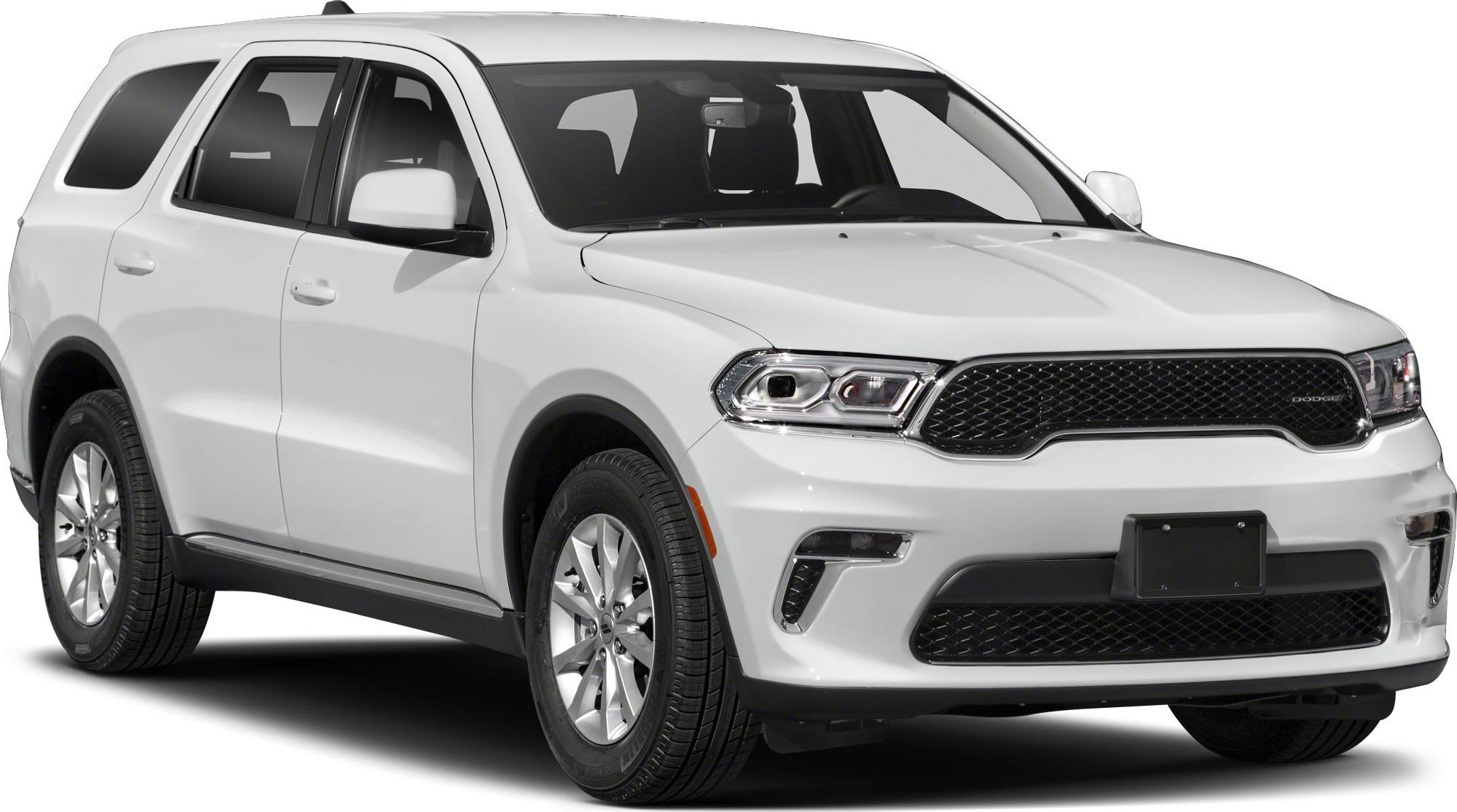 White SUV with distinctive grille and headlights, front and side view