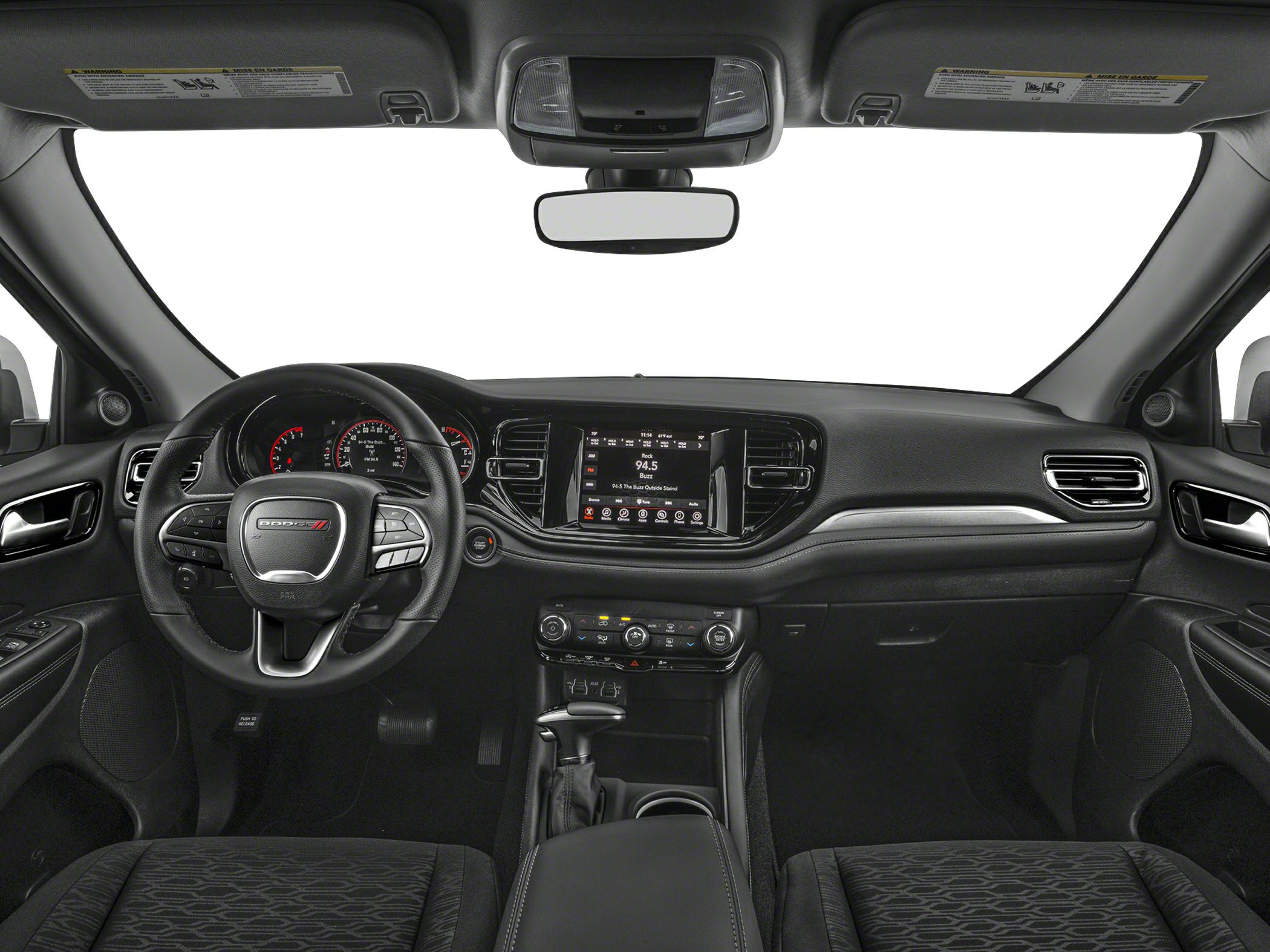 Dashboard, steering wheel, and infotainment of a modern SUV