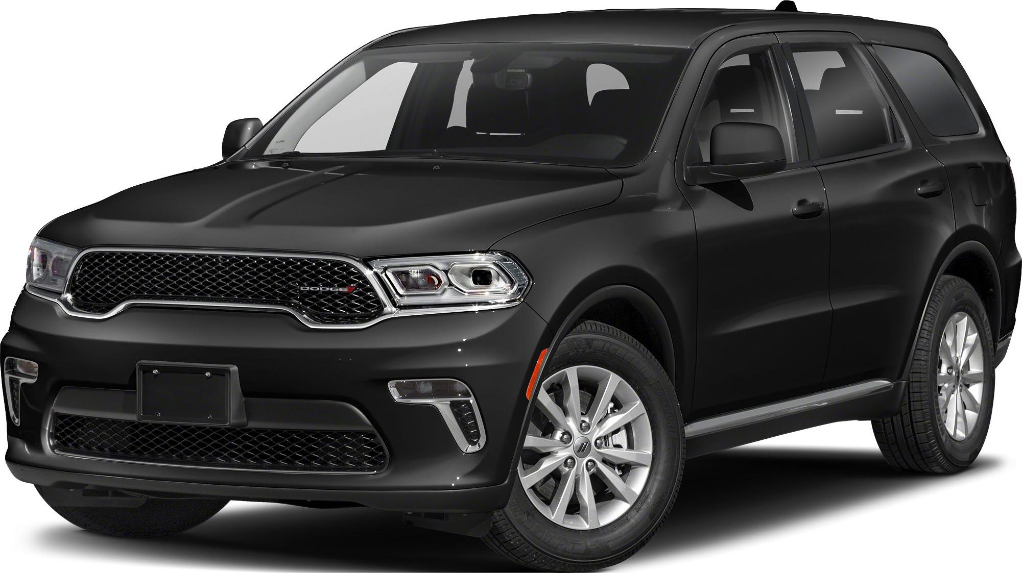 Front and side view of black SUV with mesh grille and LED headlights.