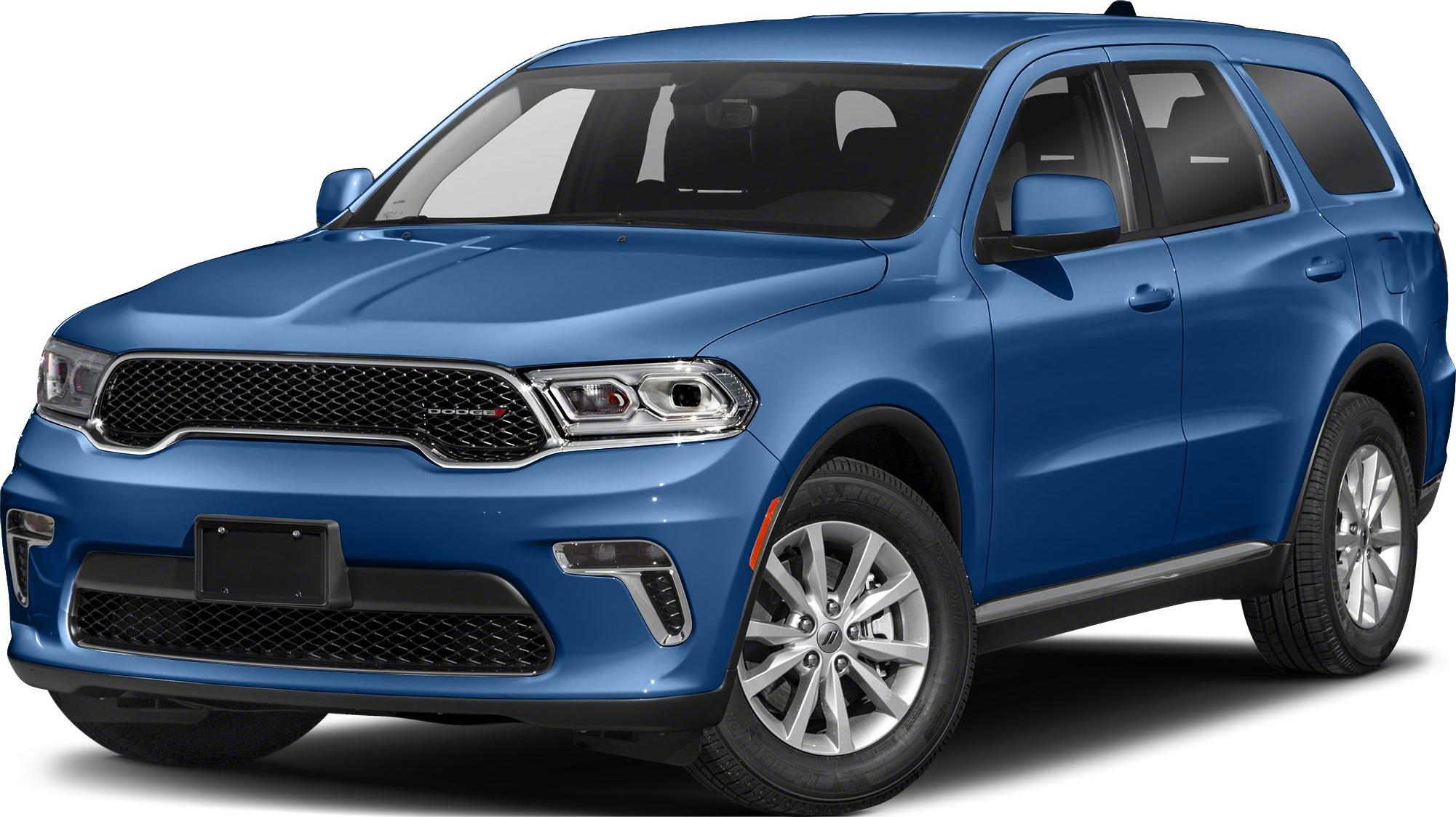 Blue SUV front with grille and headlights
