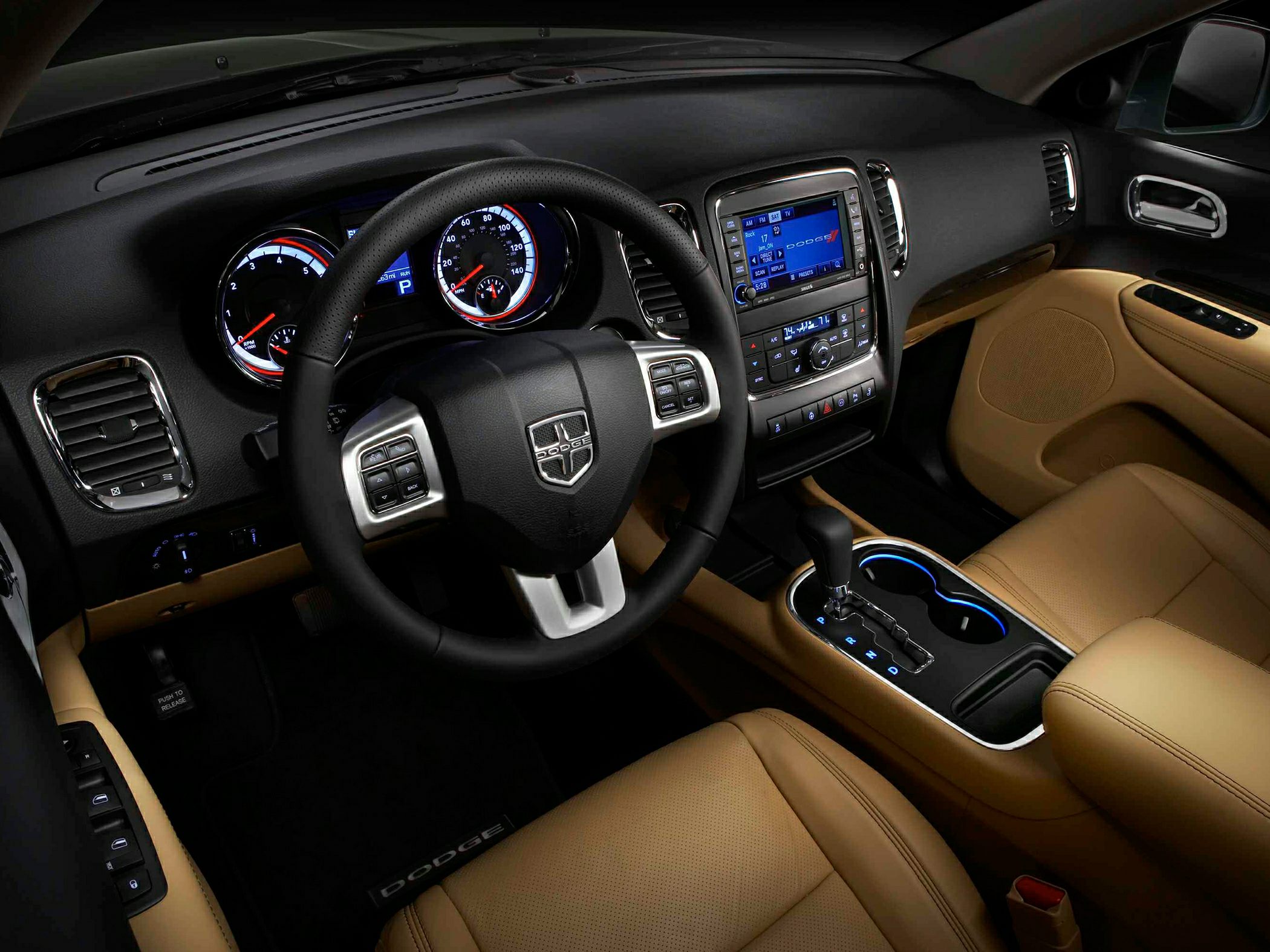 Leather interior, illuminated center console, dashboard, steering wheel