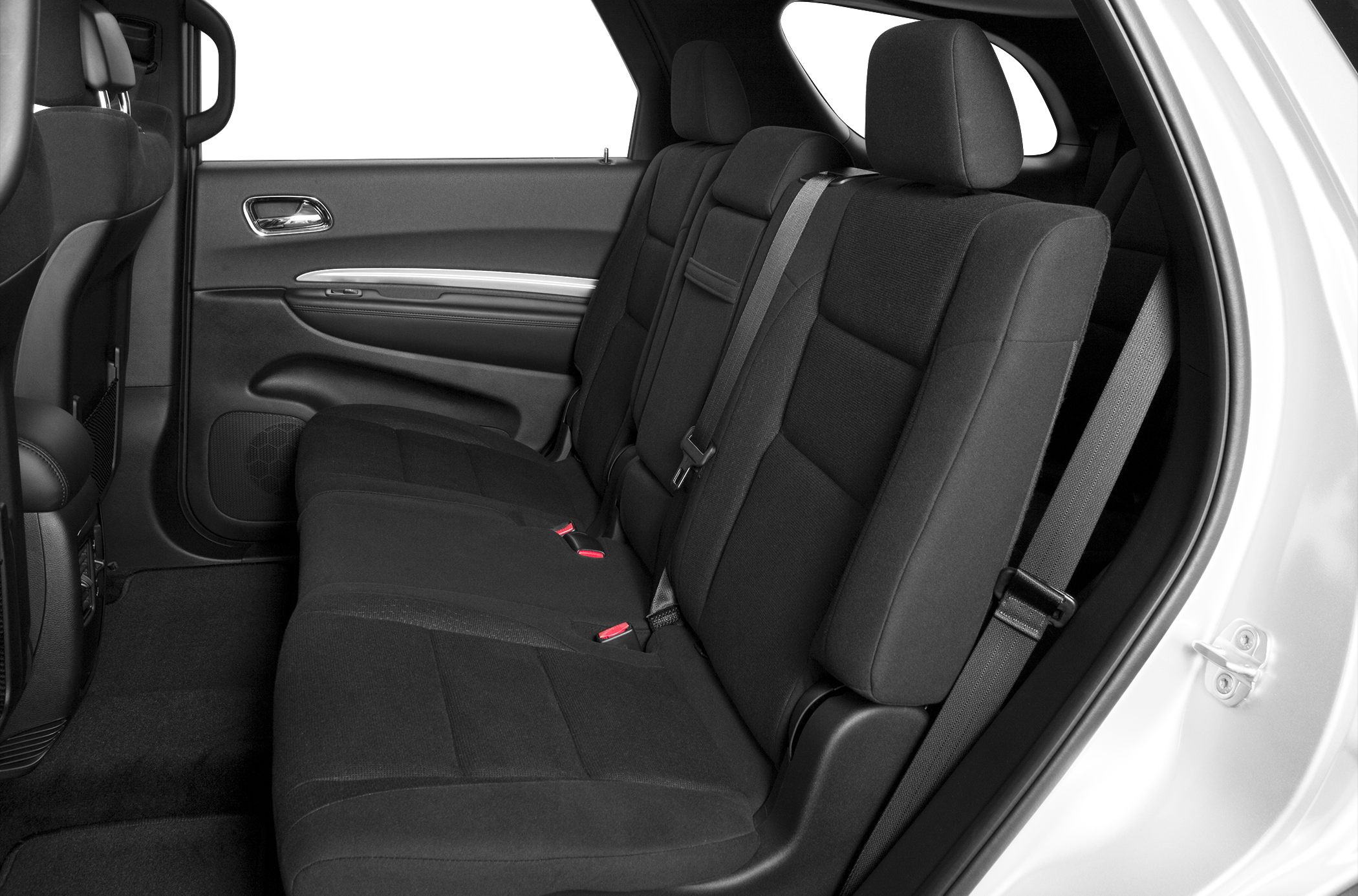 Black fabric rear seats with seat belts and door panel