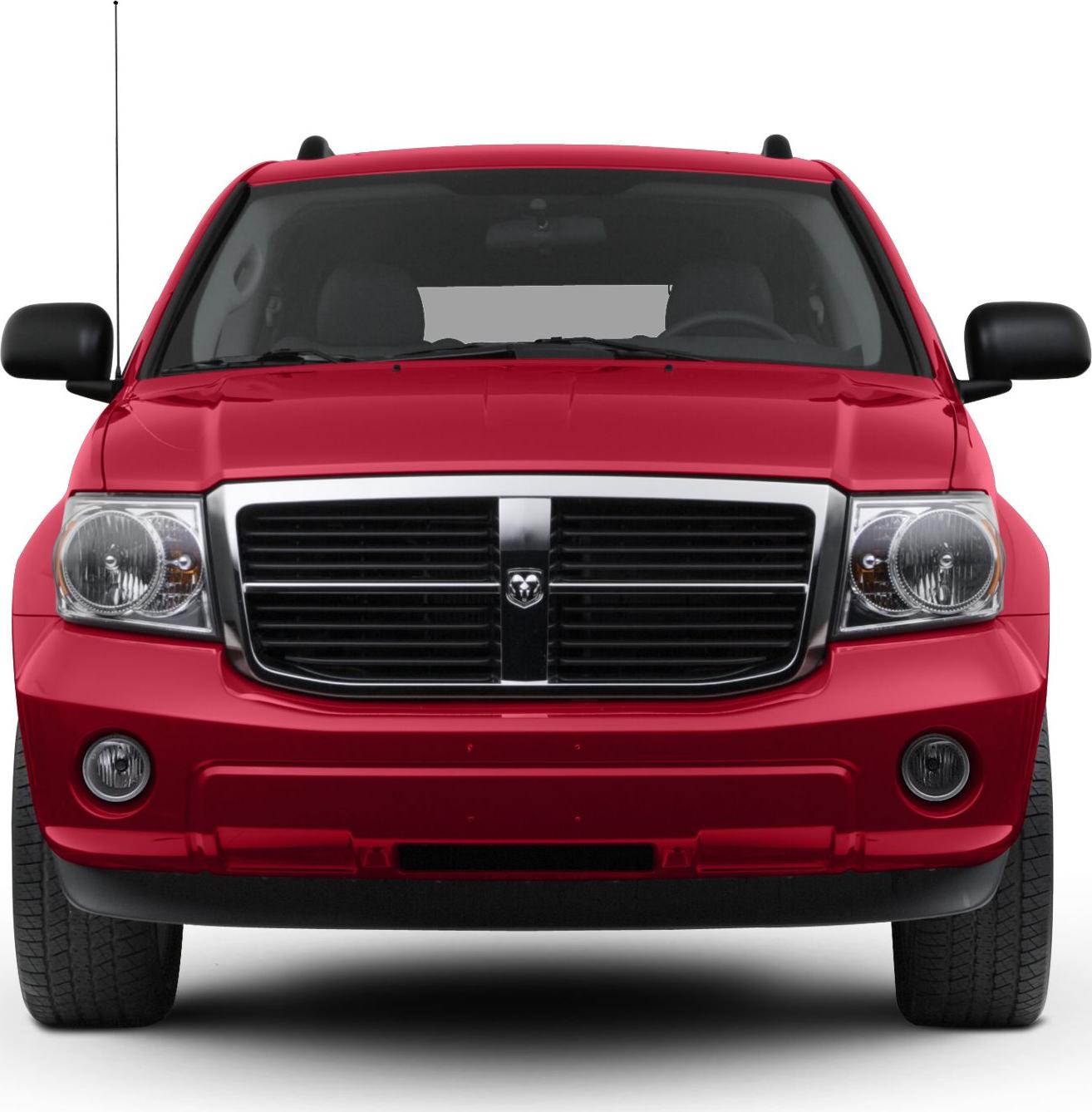 Front view with grille, headlights, fog lamps in red finish