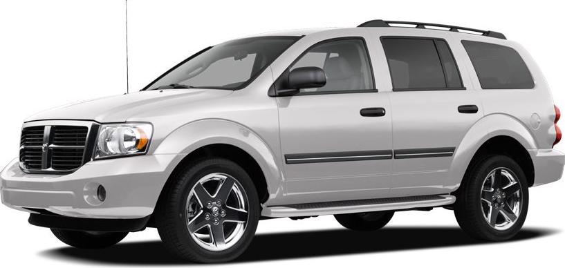 SUV with chrome alloy wheels, roof rails, side steps, and rugged design