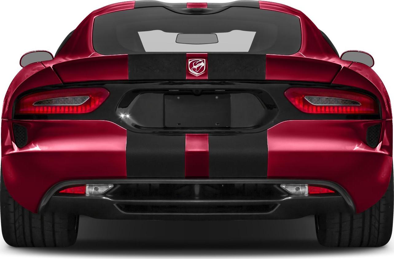 Rear view with dual racing stripes and sleek taillights