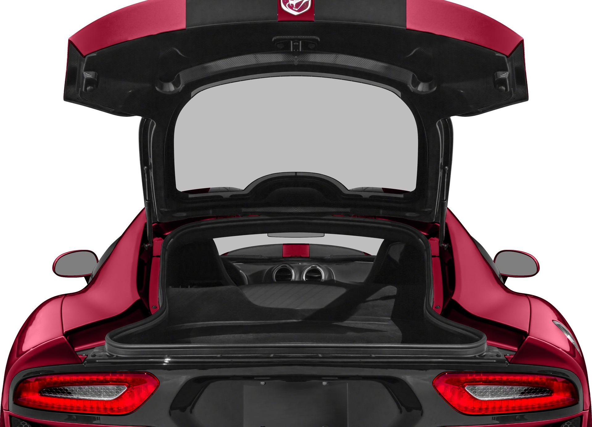 Open rear trunk view with visible car interior and taillights