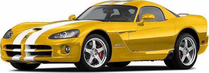 Yellow coupe with white racing stripes and alloy wheels