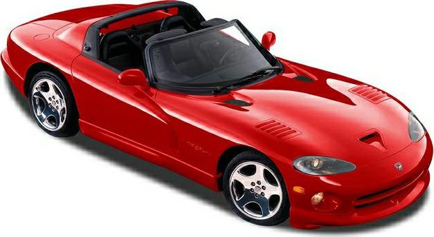Red convertible with vented hood and chrome five-spoke wheels