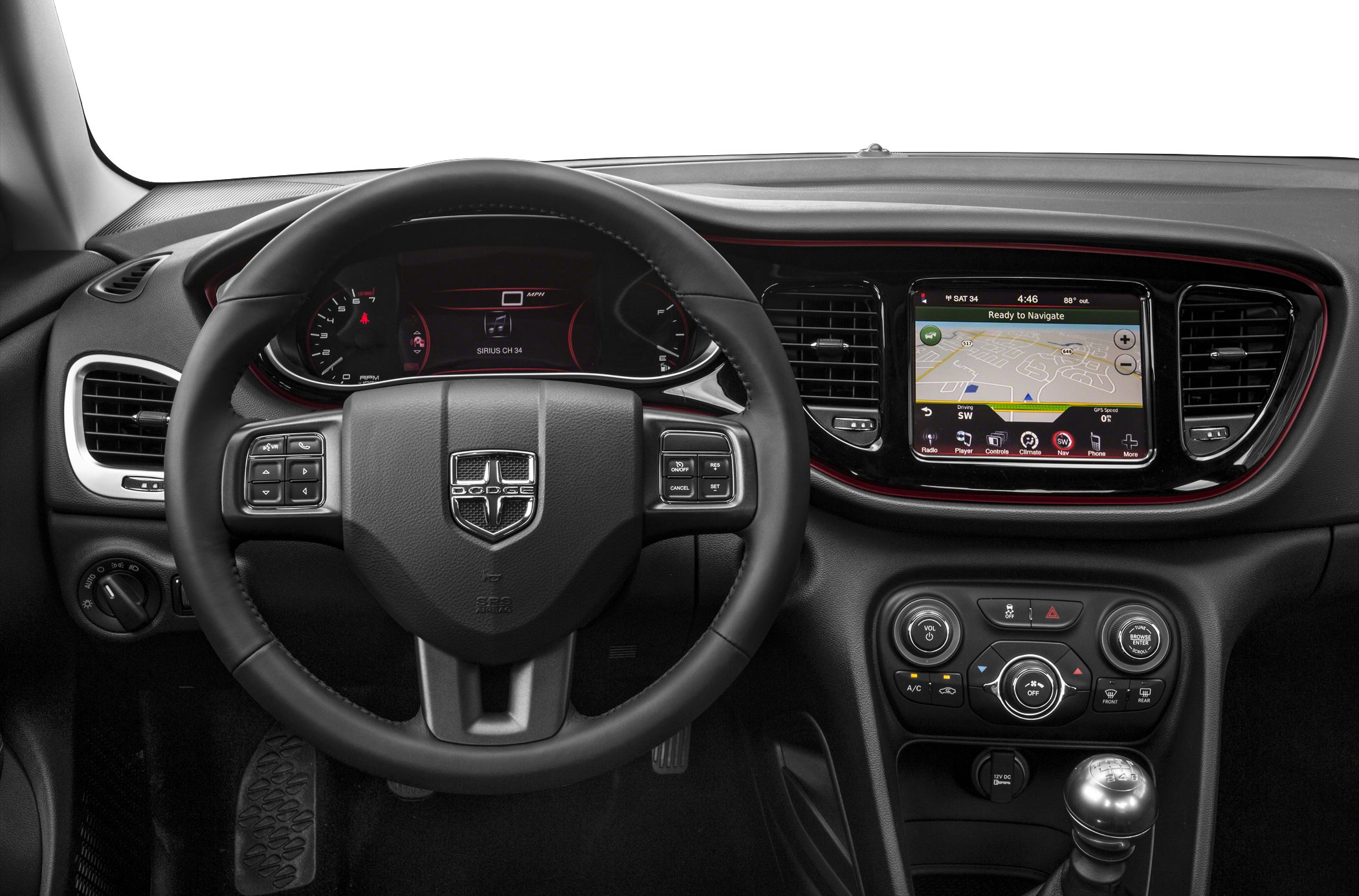Steering wheel with controls and touchscreen navigation infotainment
