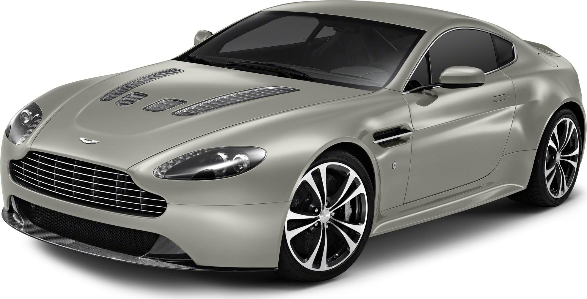 Sleek sports coupe with vented hood and distinctive alloy wheels