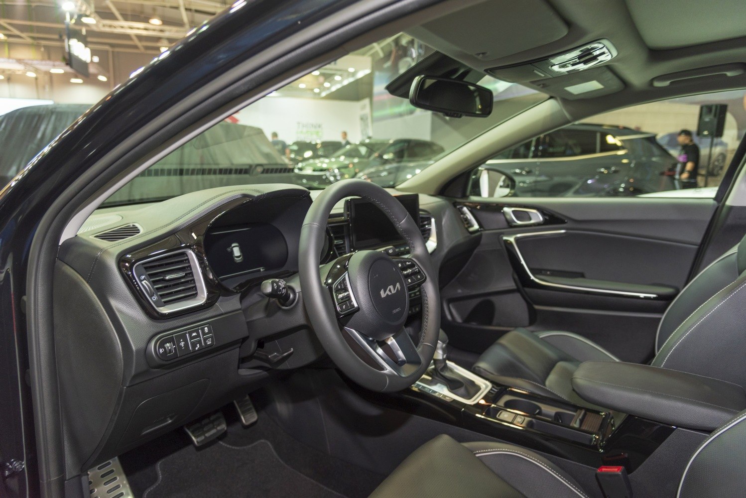 Modern dashboard and steering wheel with center console