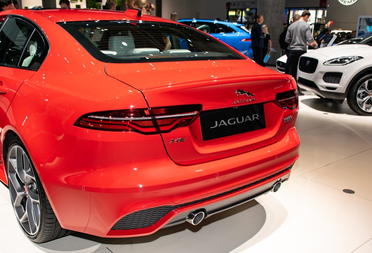 Rear view with LED taillights and sporty dual exhaust.