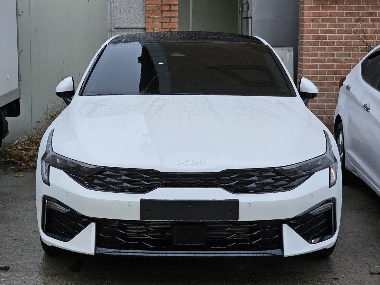 Sleek front with black grille and modern LED headlights