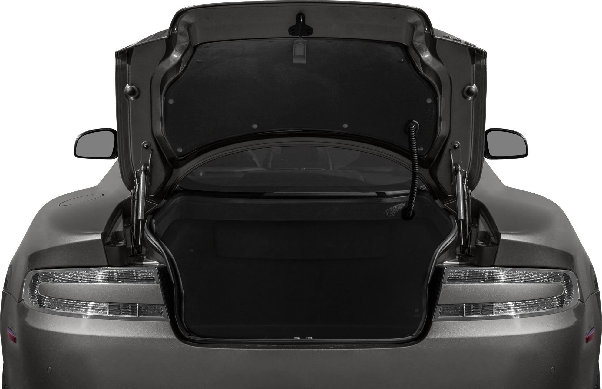 Rear view of car with open trunk and visible taillights