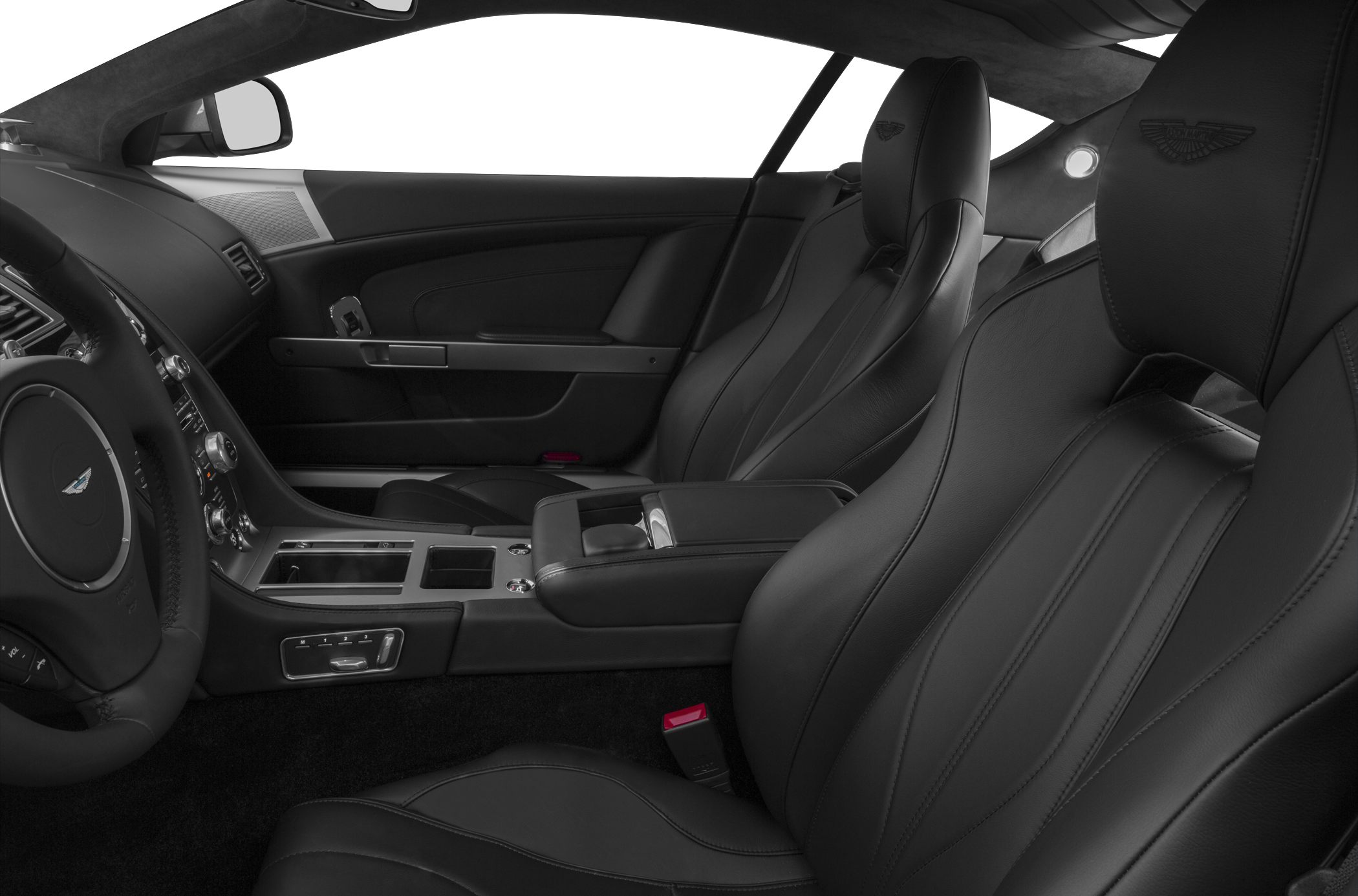 Luxury black leather seats and sleek interior design with branded headrests